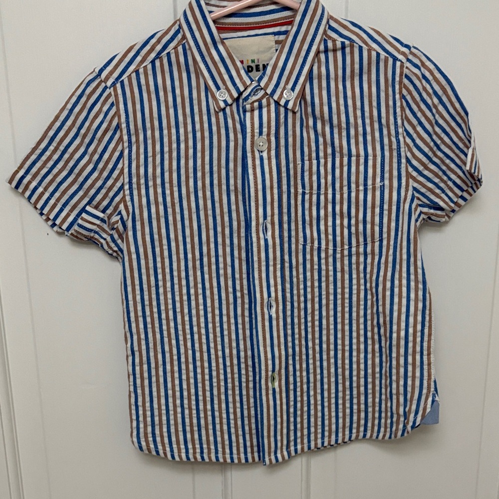 Mini Boden Multicolor Striped Button-Down Shirt